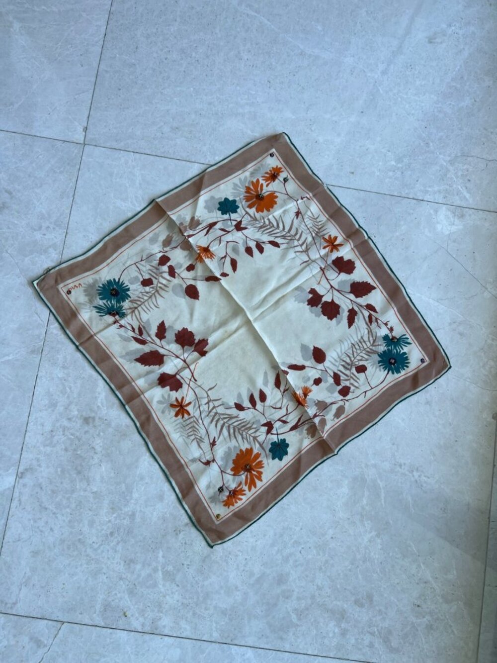 Vera Autumn Leaves Floral Silk Scarf Square Fall Colors